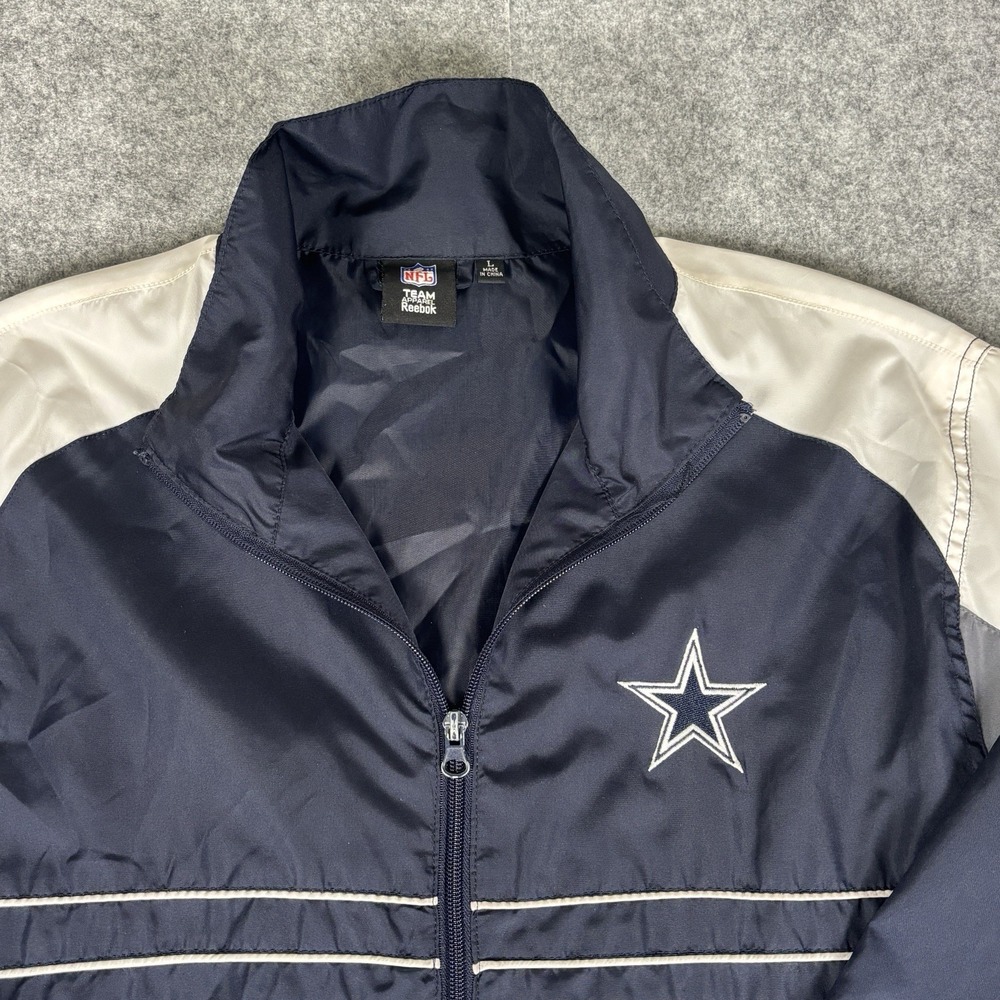 NFL Reebok Team Apparel Dallas Cowboys Men's Windbreaker Jacket Blue Size L - Picture 4 of 10